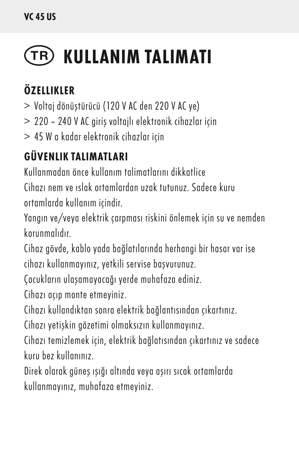 Kullanim talimati | ANSMANN 5500022 VC 45 US User Manual | Page 32 / 36