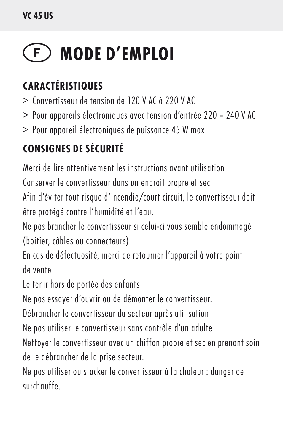 Mode d’emploi | ANSMANN 5500022 VC 45 US User Manual | Page 6 / 36
