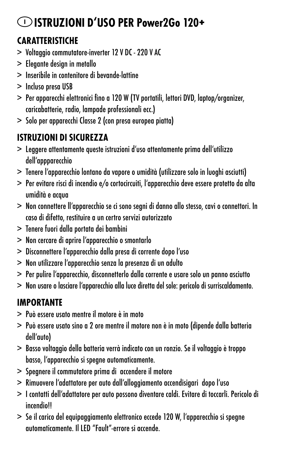 Istruzioni d‘uso per power2go 120 | ANSMANN 5600003 Power2Go 120+ User Manual | Page 12 / 46