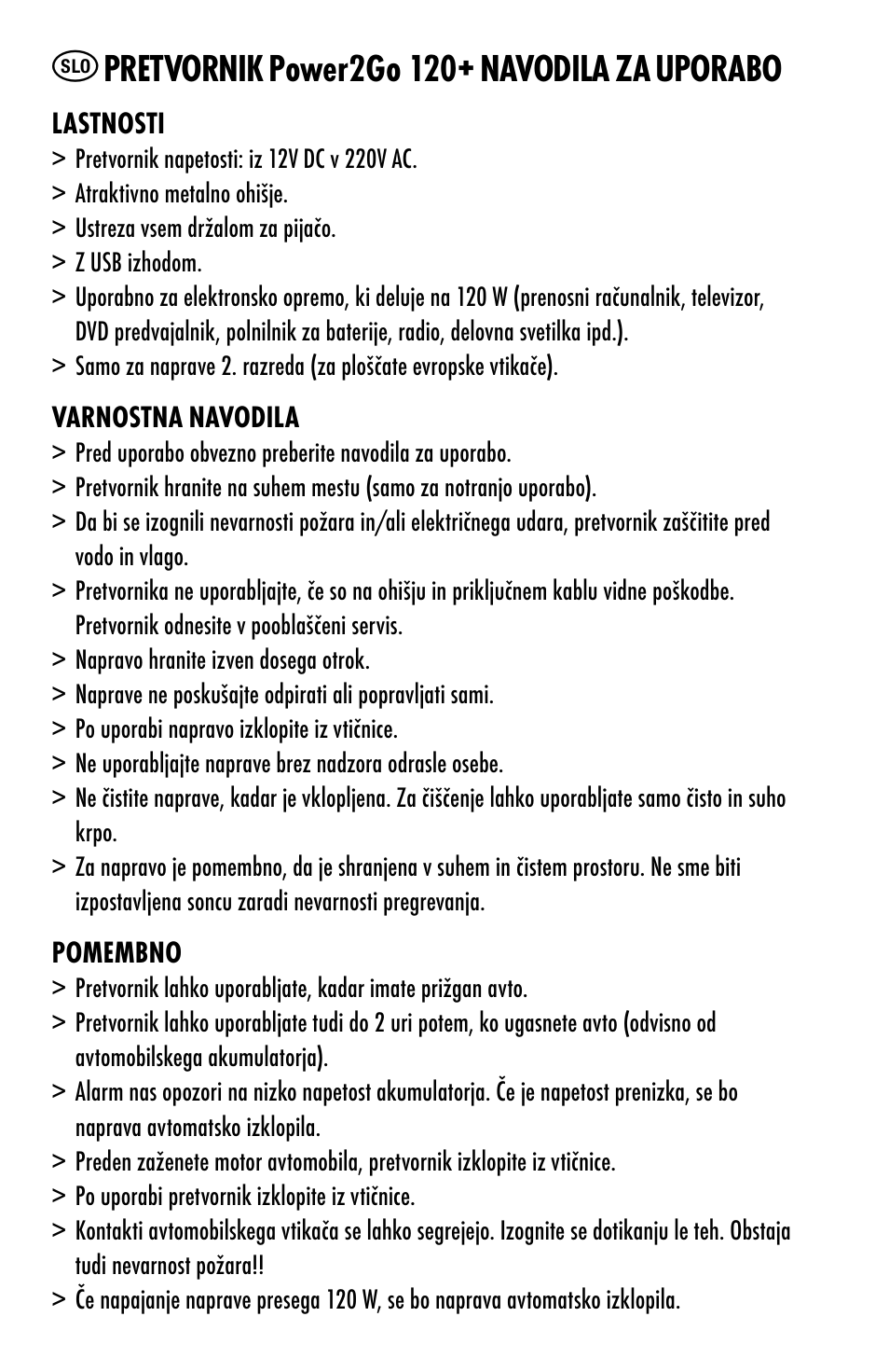 Pretvornik power2go 120+ navodila za uporabo | ANSMANN 5600003 Power2Go 120+ User Manual | Page 34 / 46