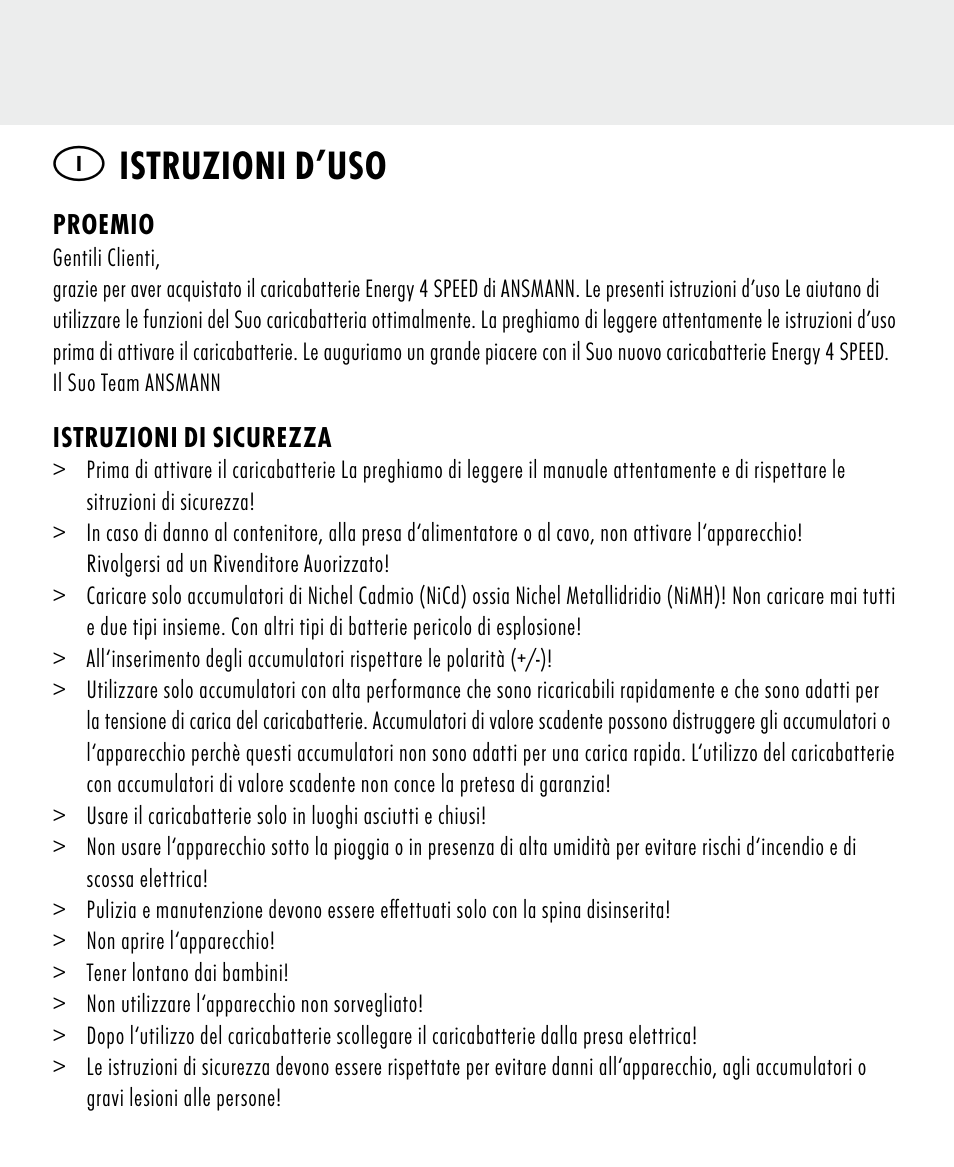 Istruzioni d’uso | ANSMANN 5707144 Energy 4 speed User Manual | Page 18 / 76