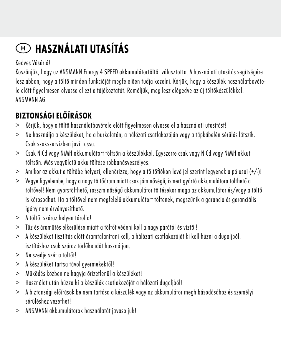 Használati utasítás | ANSMANN 5707144 Energy 4 speed User Manual | Page 22 / 76