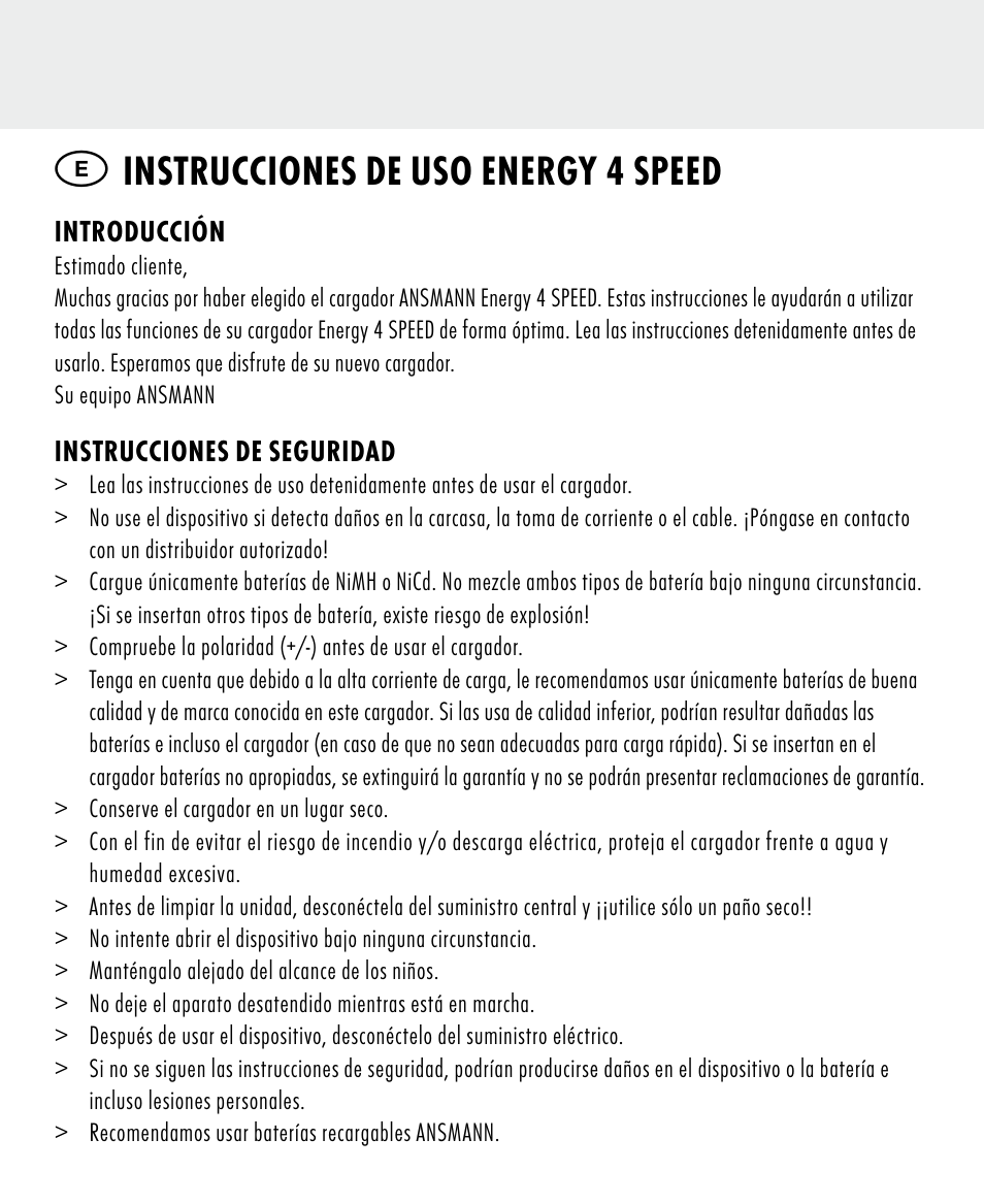 Instrucciones de uso energy 4 speed | ANSMANN 5707144 Energy 4 speed User Manual | Page 26 / 76