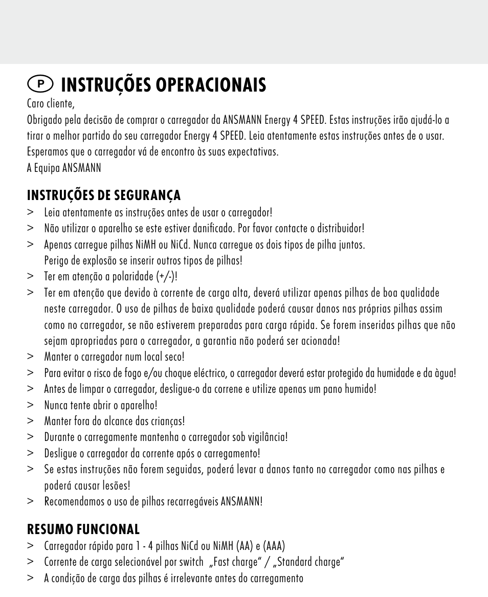 Instruções operacionais | ANSMANN 5707144 Energy 4 speed User Manual | Page 42 / 76