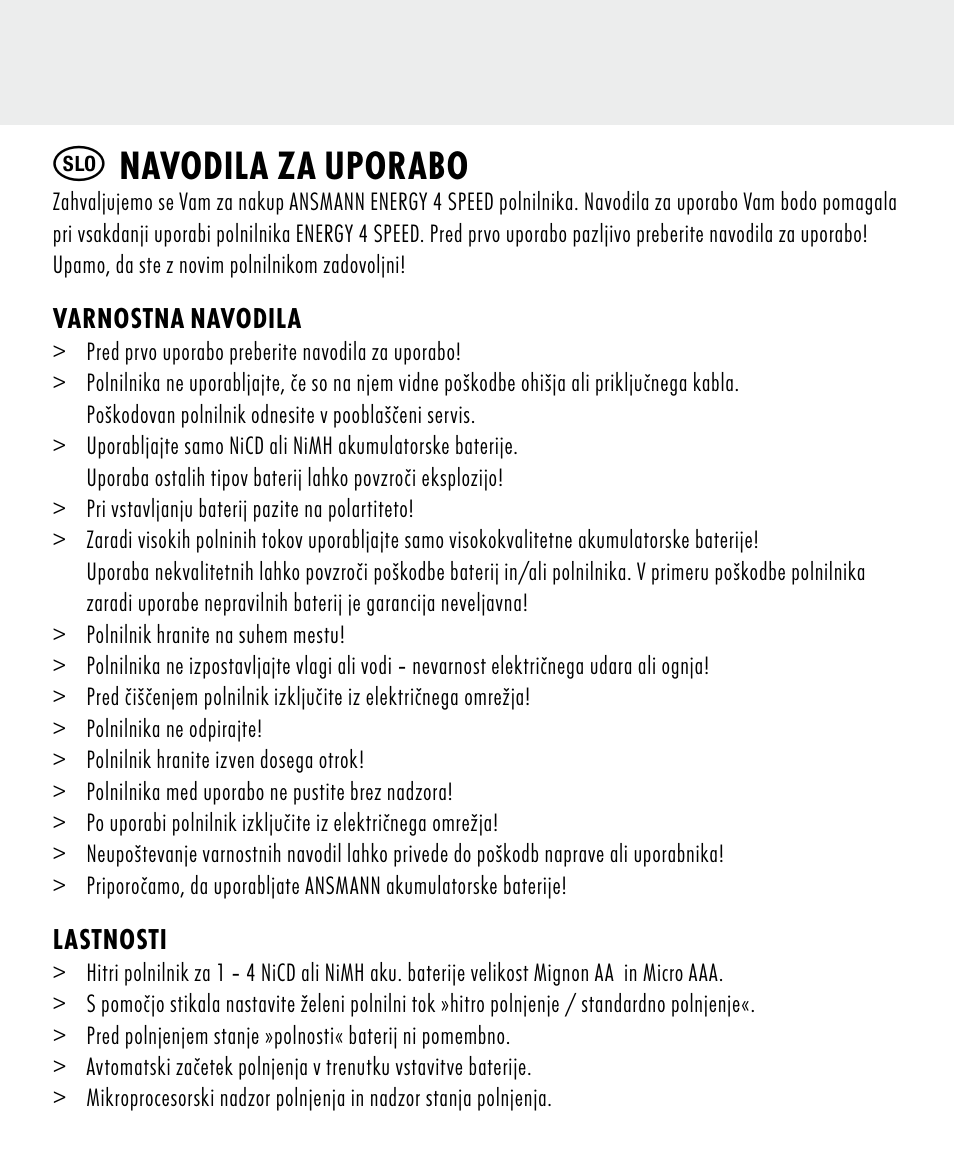Navodila za uporabo | ANSMANN 5707144 Energy 4 speed User Manual | Page 58 / 76