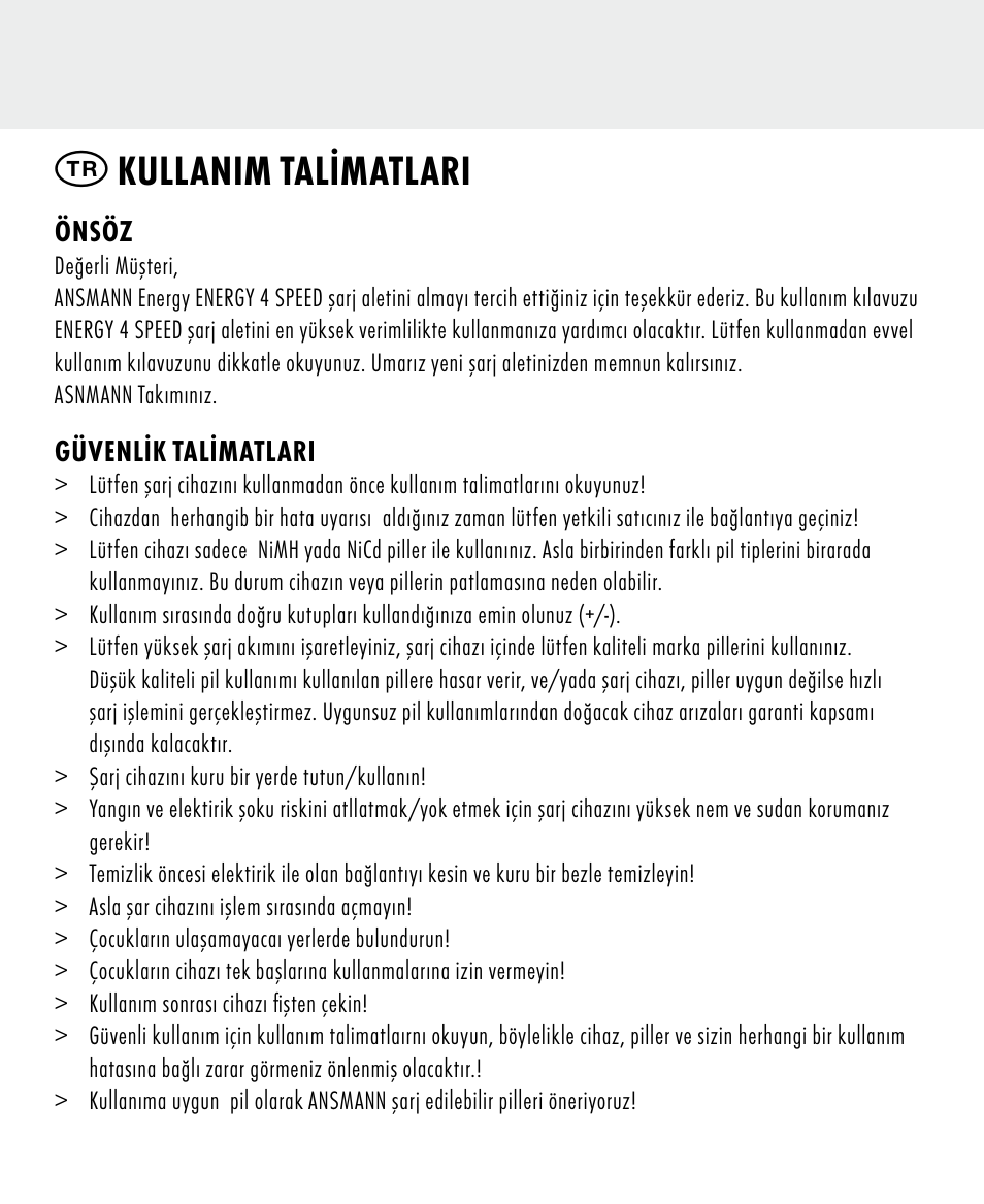 Kullanim talimatlari | ANSMANN 5707144 Energy 4 speed User Manual | Page 70 / 76