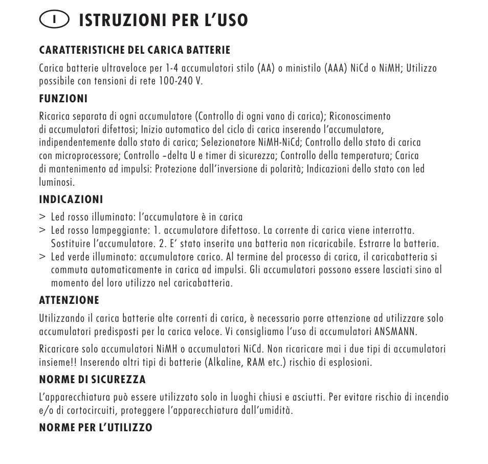 Istruzioni per l’uso | ANSMANN 5707153 Digispeed 4 Ultra+ User Manual | Page 10 / 48