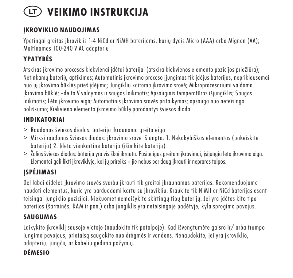 Veikimo instrukcija | ANSMANN 5707153 Digispeed 4 Ultra+ User Manual | Page 18 / 48