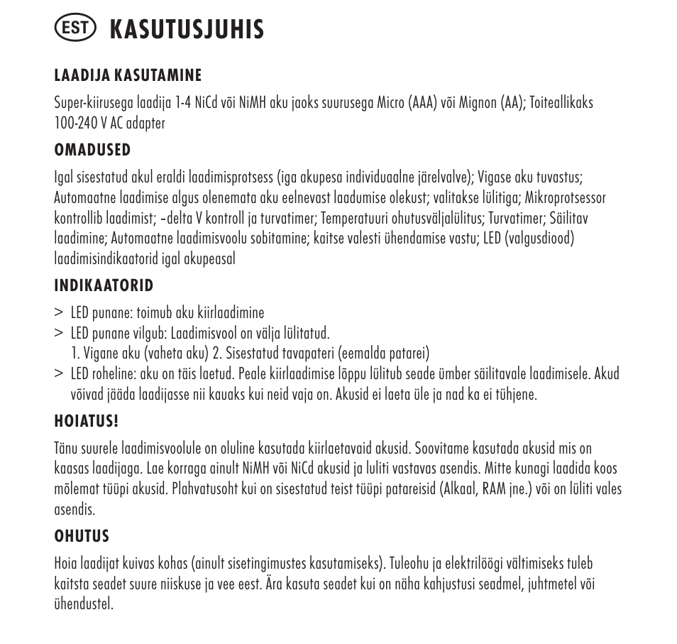 Kasutusjuhis | ANSMANN 5707153 Digispeed 4 Ultra+ User Manual | Page 34 / 48