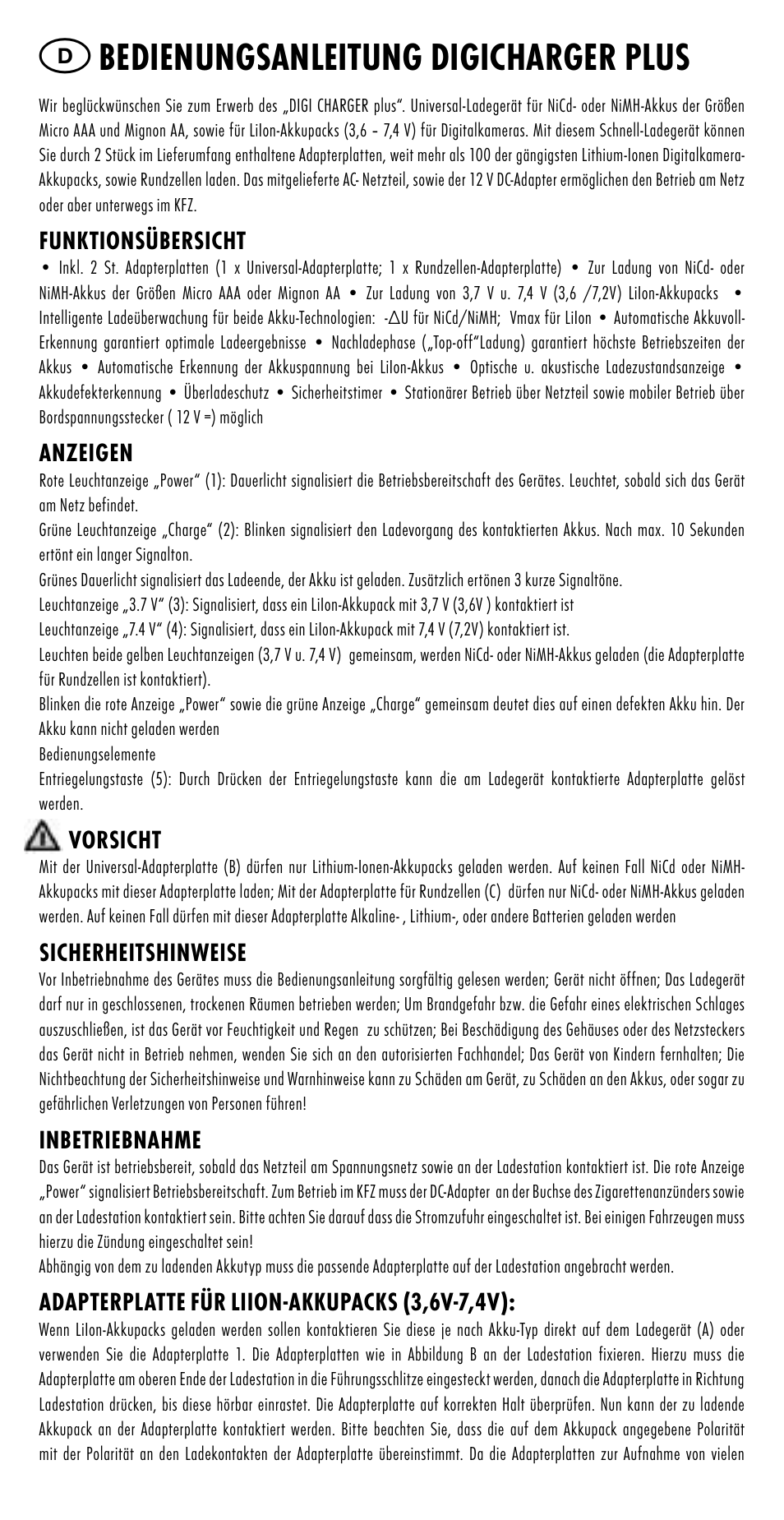 Bedienungsanleitung digicharger plus | ANSMANN 5025023 DigiCharger plus User Manual | Page 5 / 39