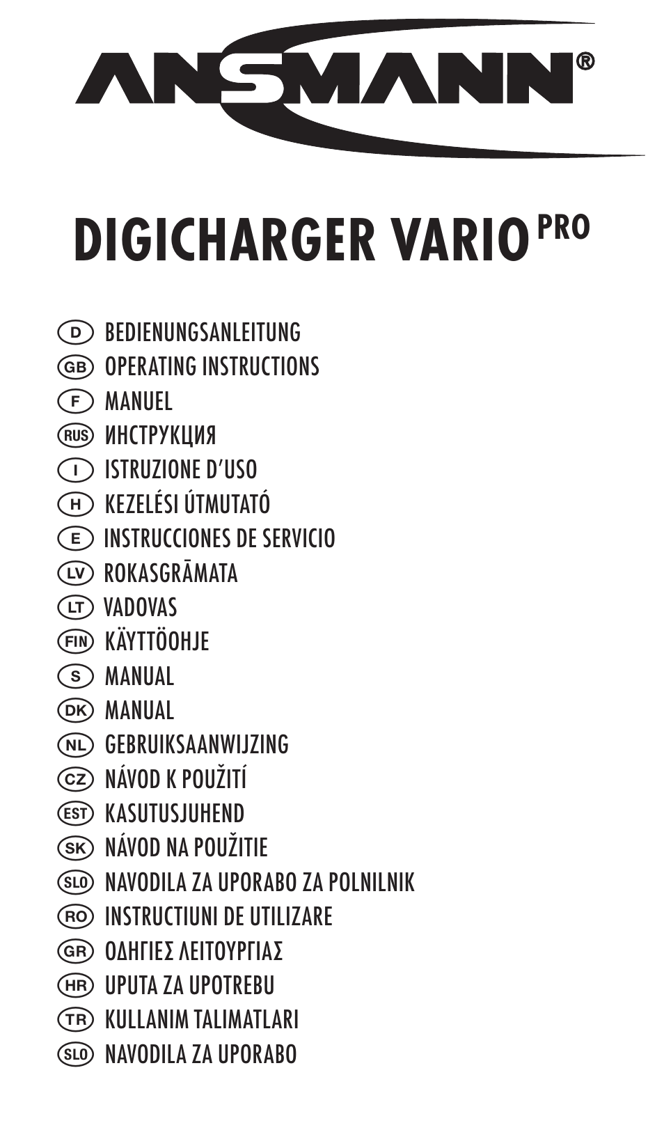 ANSMANN 5025132 DigiCharger Vario Pro User Manual | 48 pages