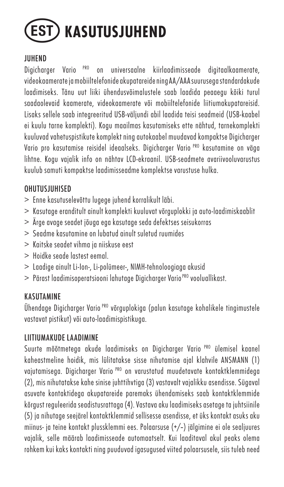 Kasutusjuhend | ANSMANN 5025132 DigiCharger Vario Pro User Manual | Page 32 / 48