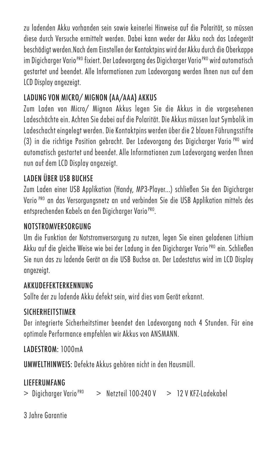 ANSMANN 5025132 DigiCharger Vario Pro User Manual | Page 5 / 48