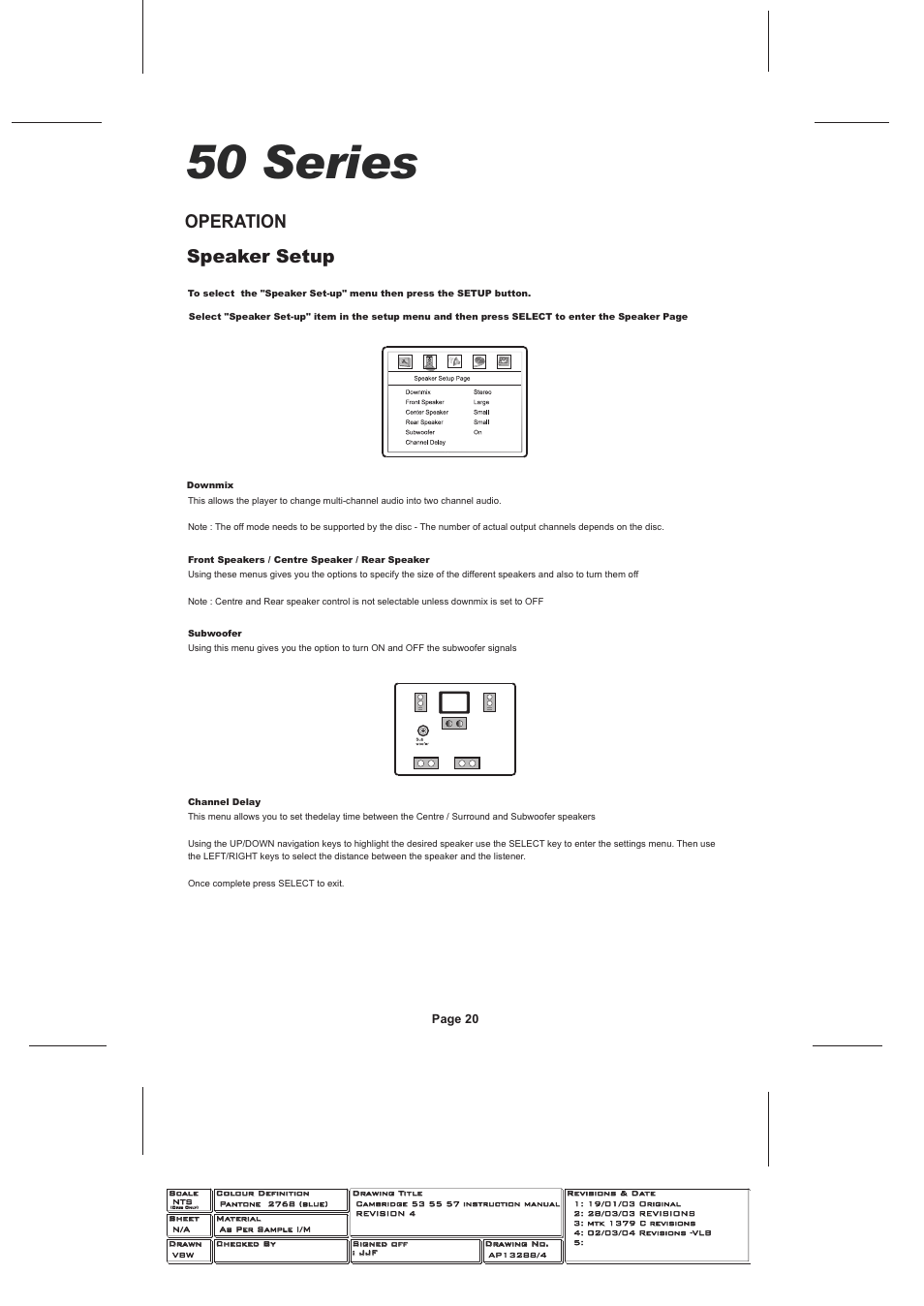 50 series, Speaker setup, Operation | Cambridge Audio SERIES 50 User Manual | Page 20 / 32