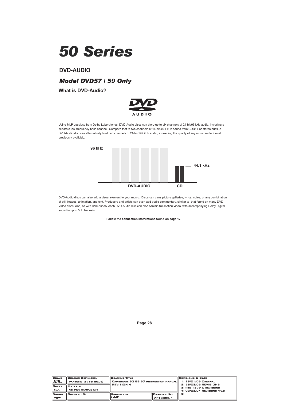 50 series, Model dvd57 / 59 only dvd-audio, What is dvd-audio | Cambridge Audio SERIES 50 User Manual | Page 28 / 32