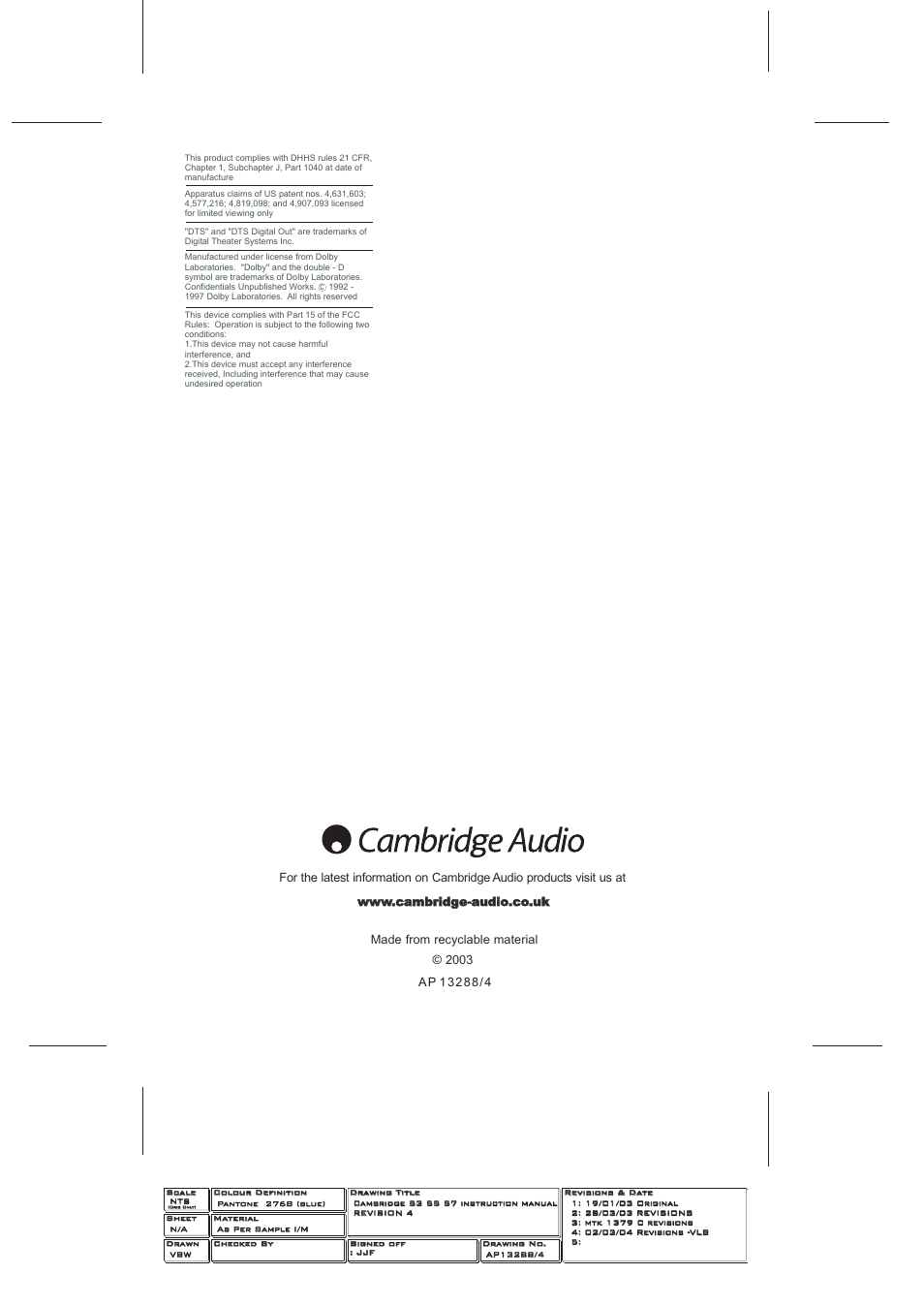 Cambridge Audio SERIES 50 User Manual | Page 32 / 32