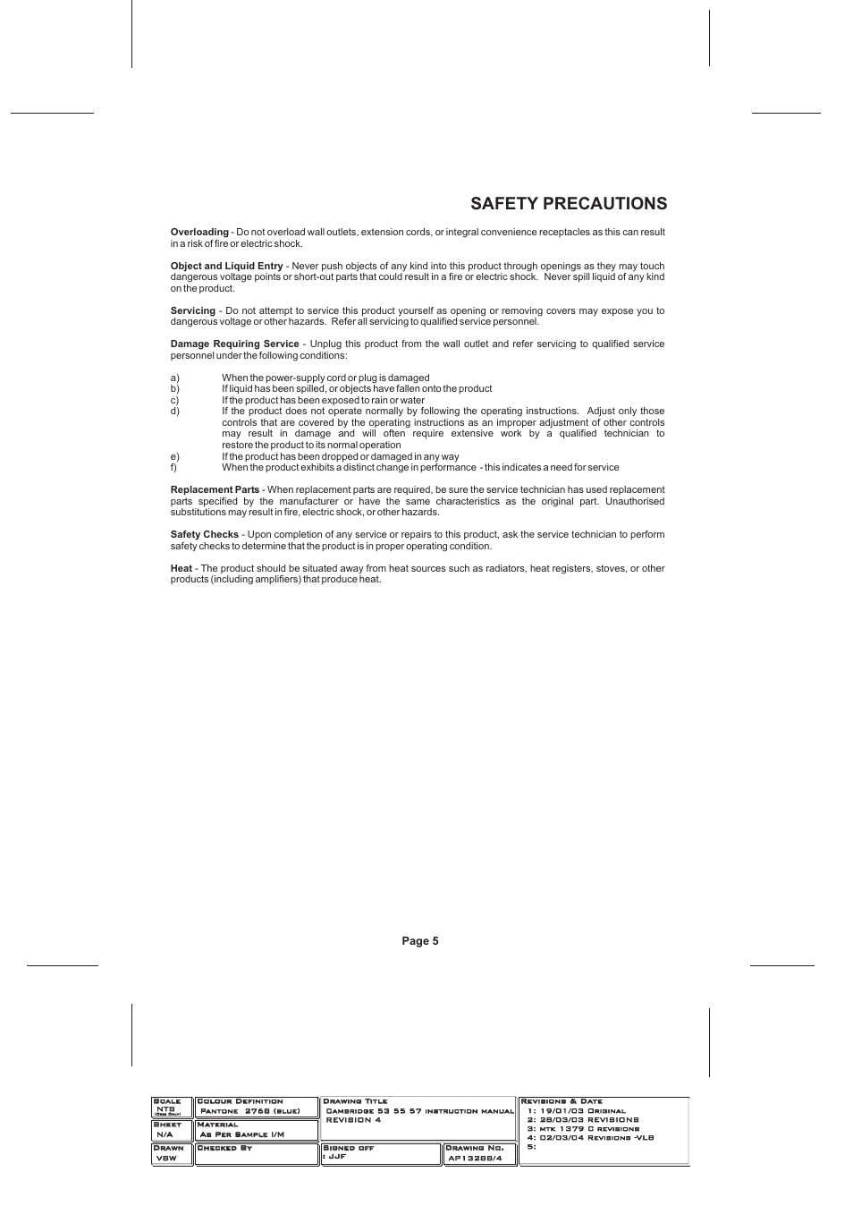 Safety precautions | Cambridge Audio SERIES 50 User Manual | Page 5 / 32