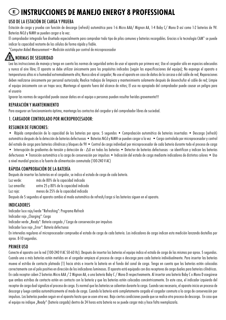 Instrucciones de manejo energy 8 professional | ANSMANN 5207313 Energy 8 professional User Manual | Page 15 / 41