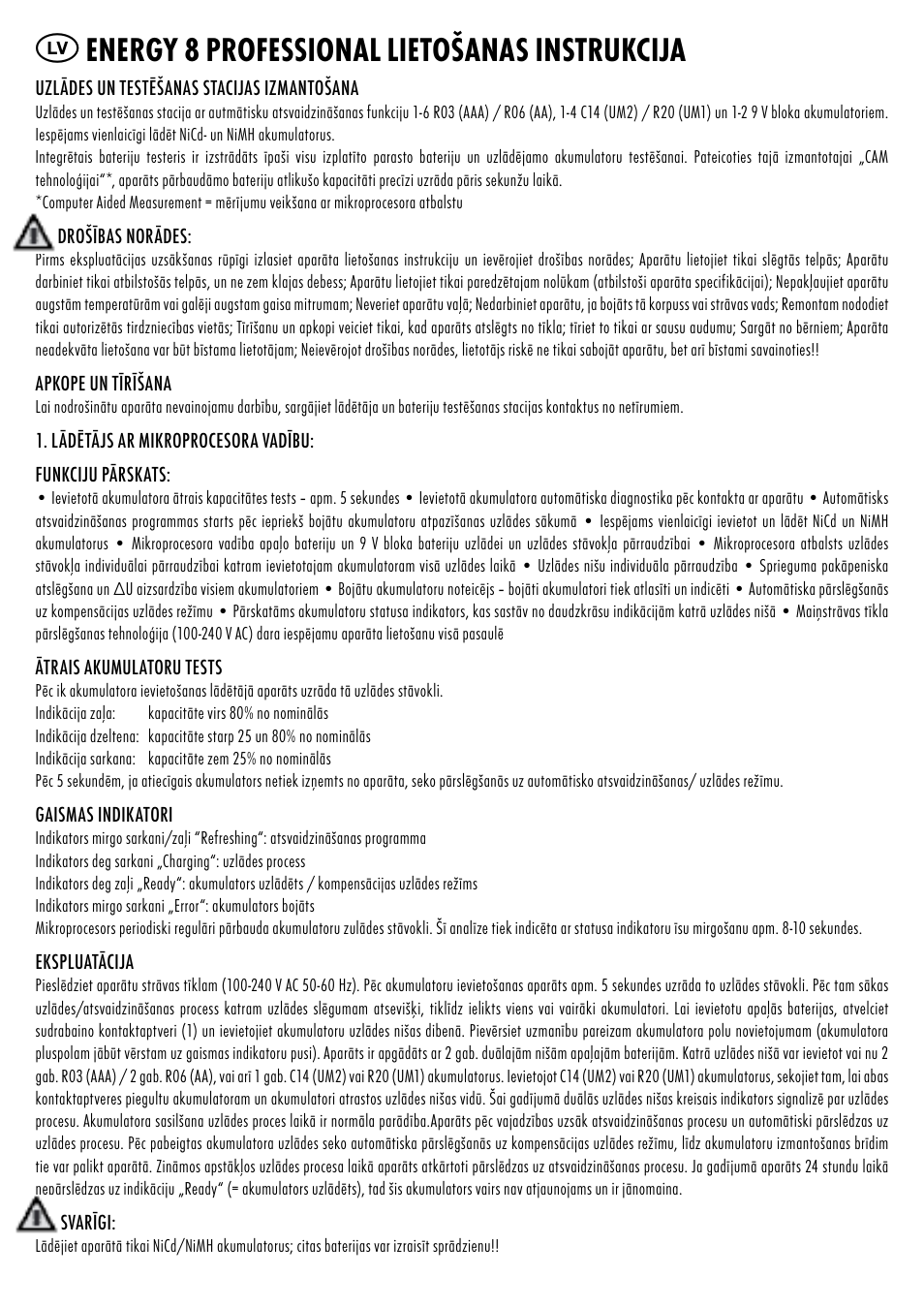 Energy 8 professional lietošanas instrukcija | ANSMANN 5207313 Energy 8 professional User Manual | Page 17 / 41