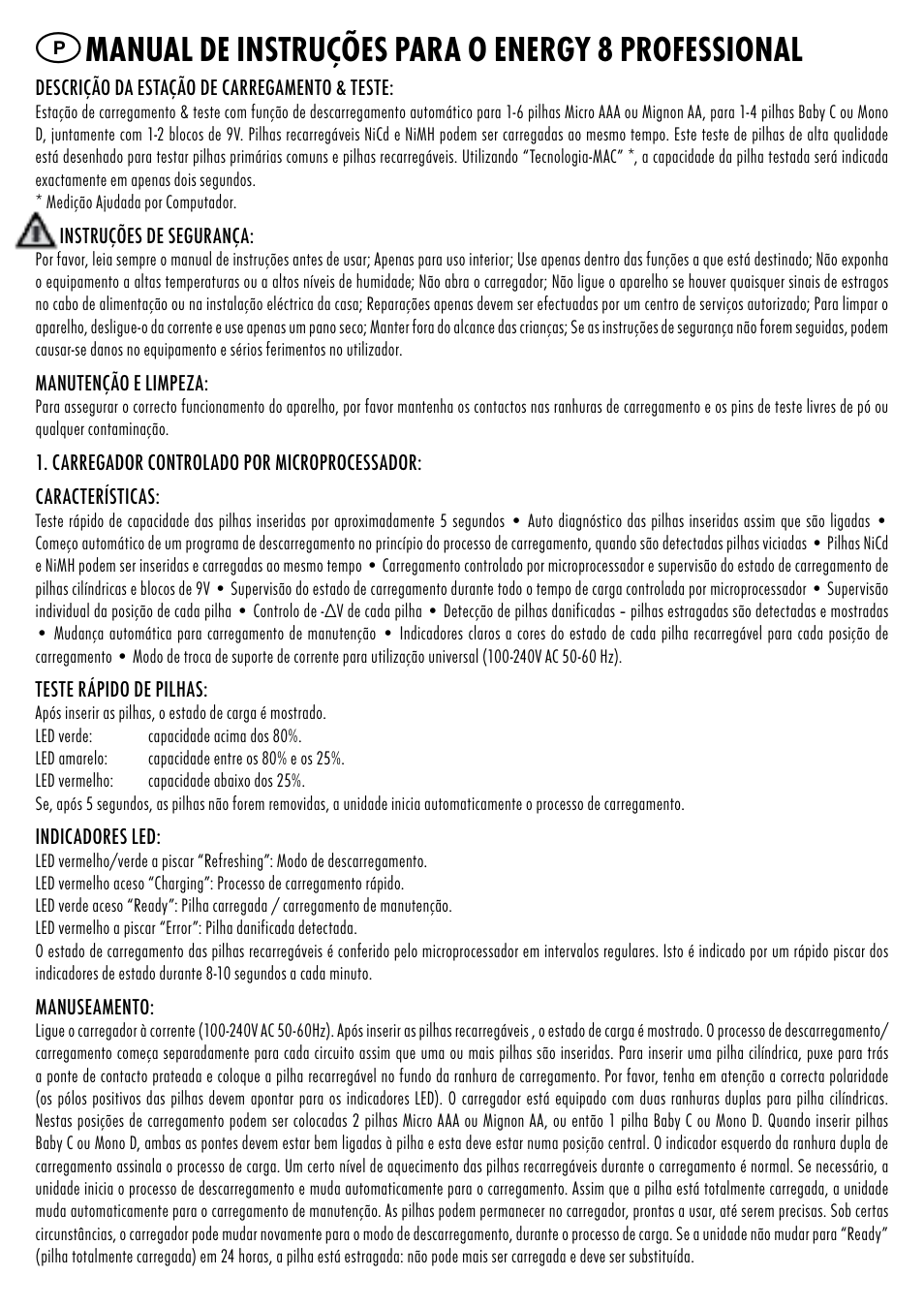 Manual de instruções para o energy 8 professional | ANSMANN 5207313 Energy 8 professional User Manual | Page 23 / 41