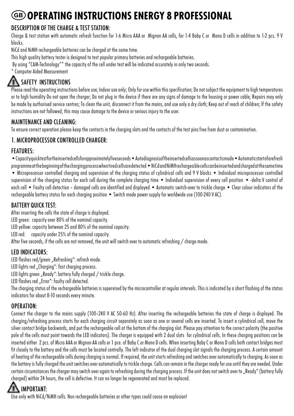Operating instructions energy 8 professional | ANSMANN 5207313 Energy 8 professional User Manual | Page 3 / 41