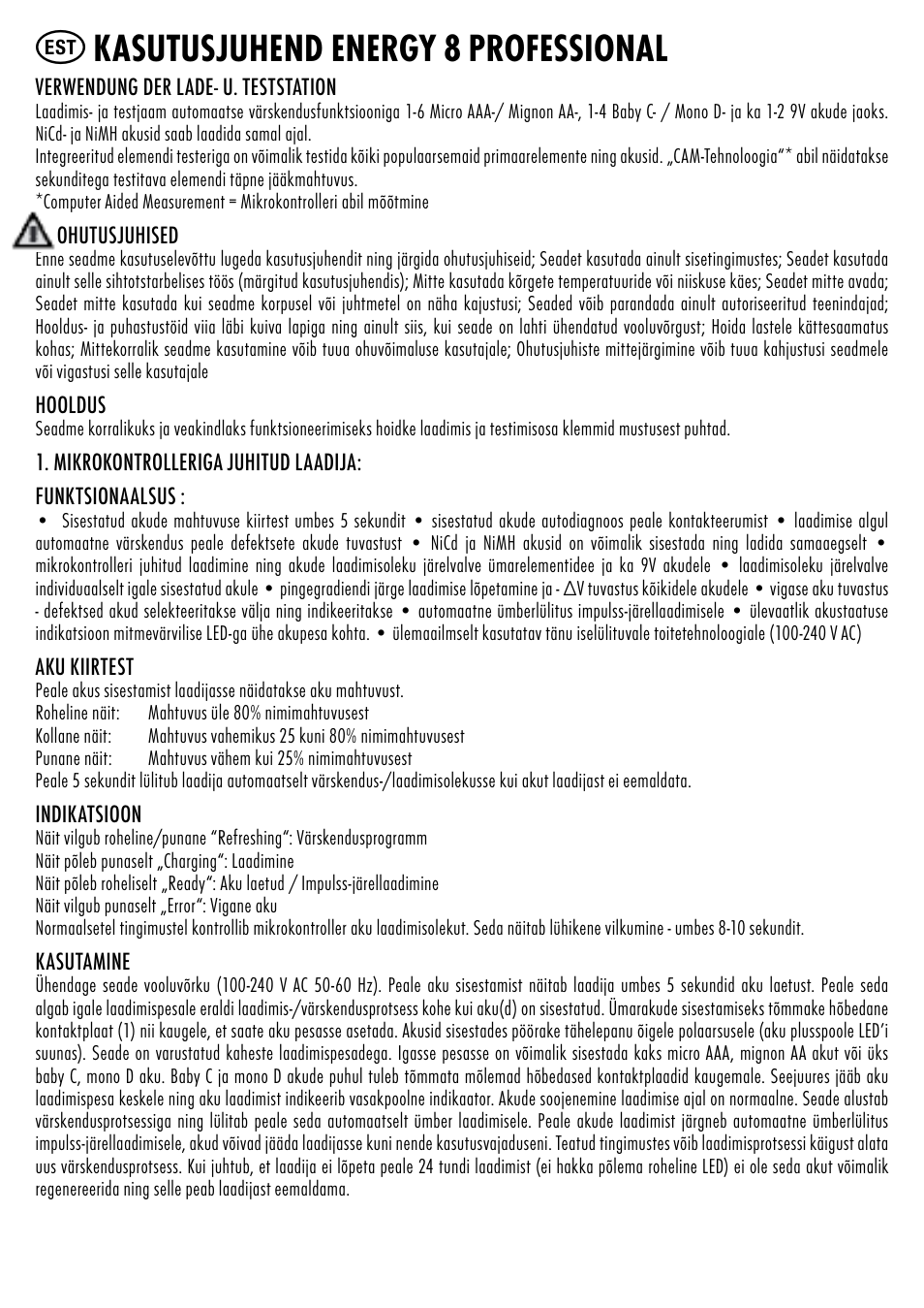 Kasutusjuhend energy 8 professional | ANSMANN 5207313 Energy 8 professional User Manual | Page 31 / 41