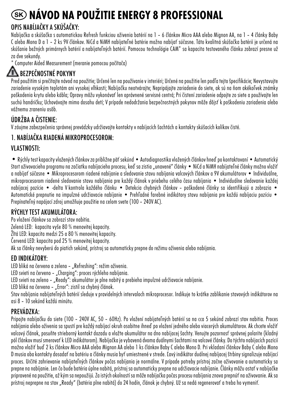 Návod na použitie energy 8 professional | ANSMANN 5207313 Energy 8 professional User Manual | Page 33 / 41