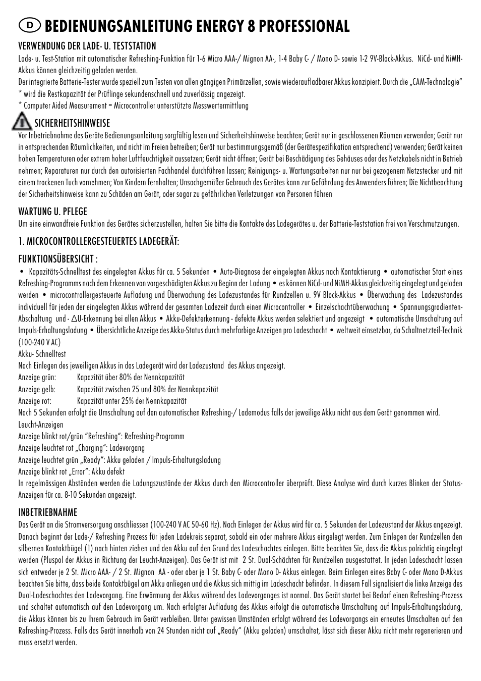 Bedienungsanleitung energy 8 professional | ANSMANN 5207313 Energy 8 professional User Manual | Page 5 / 41