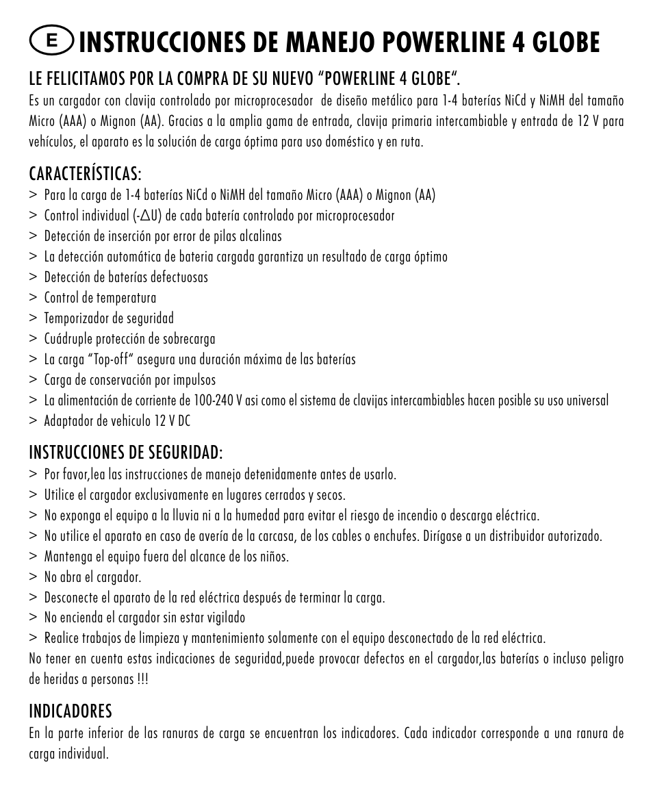 Instrucciones de manejo powerline 4 globe | ANSMANN 5307213 Powerline 4 Globe User Manual | Page 15 / 45