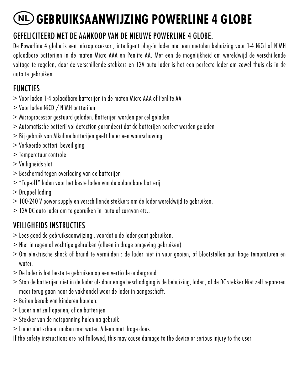 Gebruiksaanwijzing powerline 4 globe | ANSMANN 5307213 Powerline 4 Globe User Manual | Page 25 / 45