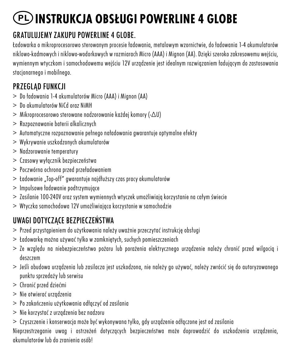Instrukcja obsługi powerline 4 globe | ANSMANN 5307213 Powerline 4 Globe User Manual | Page 27 / 45