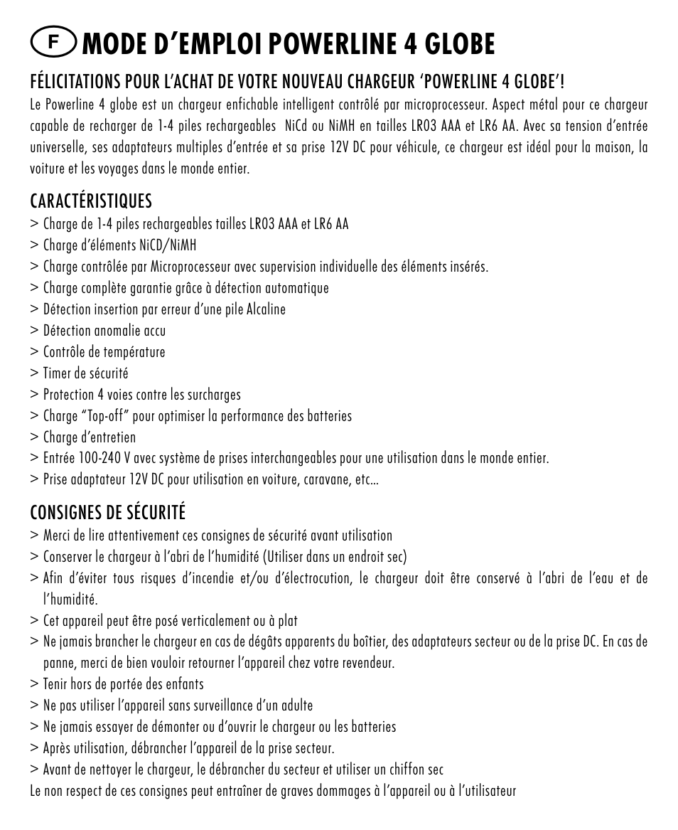 Mode d’emploi powerline 4 globe | ANSMANN 5307213 Powerline 4 Globe User Manual | Page 7 / 45