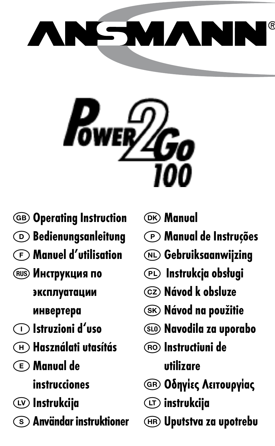 ANSMANN 5600013 Power2go 100 User Manual | 45 pages