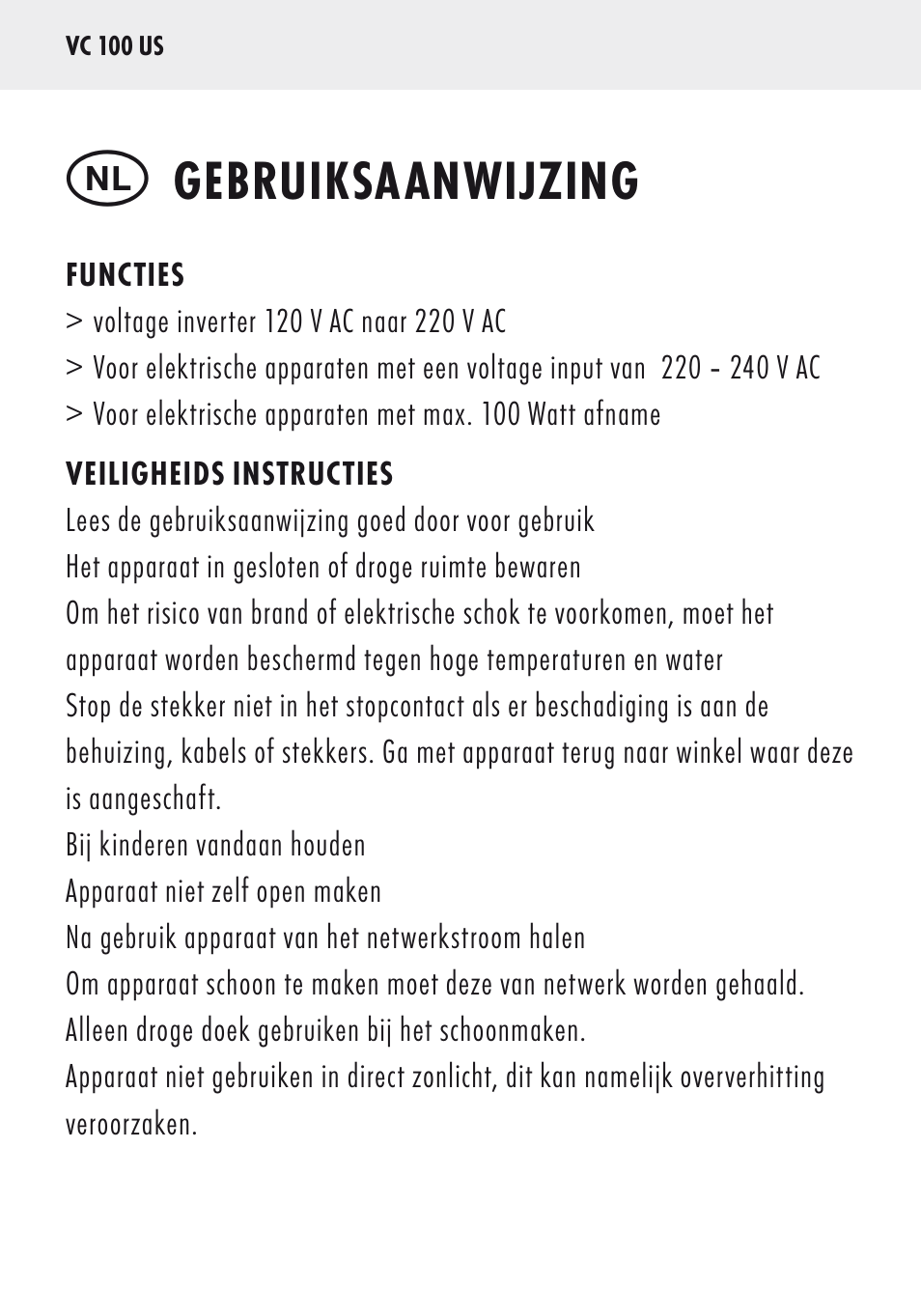 Gebruiksaanwijzing | ANSMANN 5500032 VC 100 US User Manual | Page 20 / 36