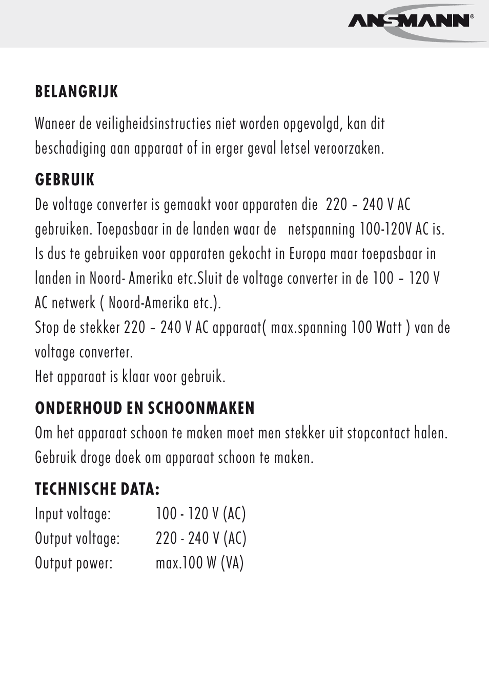 ANSMANN 5500032 VC 100 US User Manual | Page 21 / 36