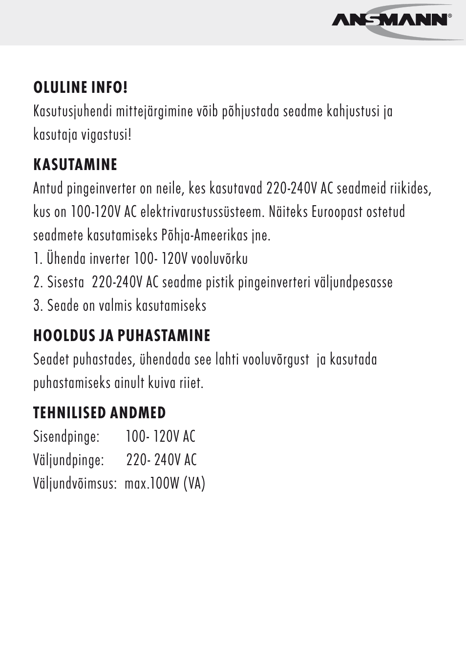 ANSMANN 5500032 VC 100 US User Manual | Page 23 / 36