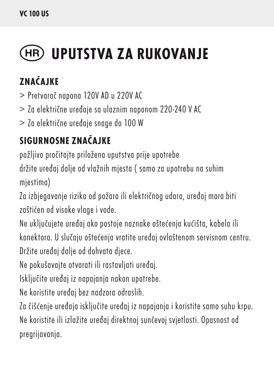 Uputstva za rukovanje | ANSMANN 5500032 VC 100 US User Manual | Page 30 / 36