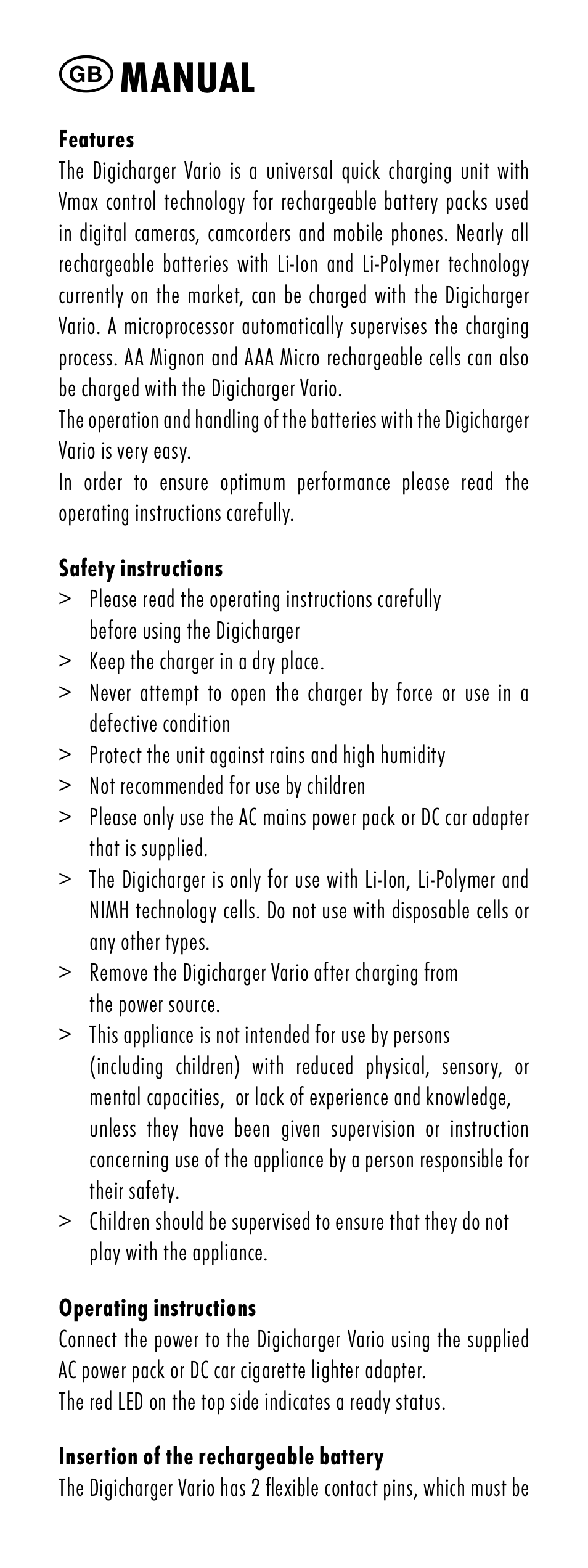 Manual | ANSMANN 5025113 DigiCharger Vario User Manual | Page 2 / 44