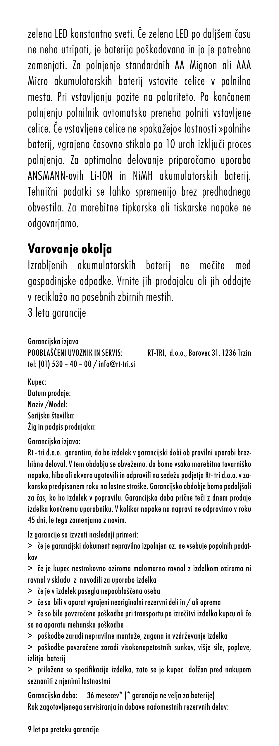 Varovanje okolja | ANSMANN 5025113 DigiCharger Vario User Manual | Page 33 / 44