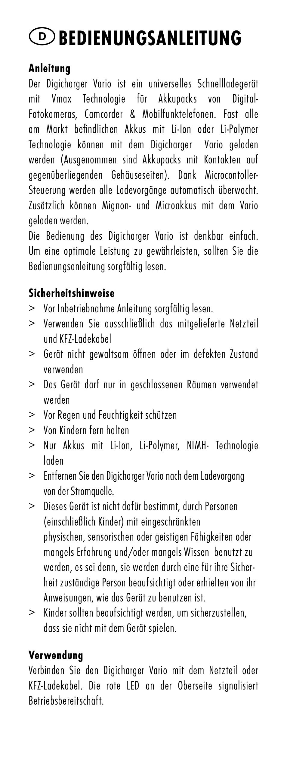 Bedienungsanleitung | ANSMANN 5025113 DigiCharger Vario User Manual | Page 4 / 44
