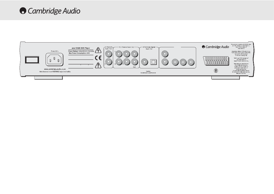 Conexiones del panel posterior, Conexiones dde vvídeo, Conexiones dde aaudio | Clavija ppara aalimentación dde c c.a | Cambridge Audio 540D User Manual | Page 48 / 116