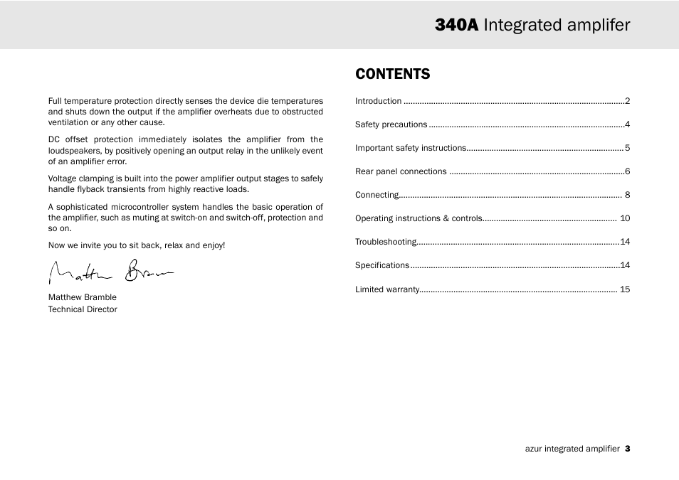 Cambridge Audio Azur 340A User Manual | Page 3 / 114