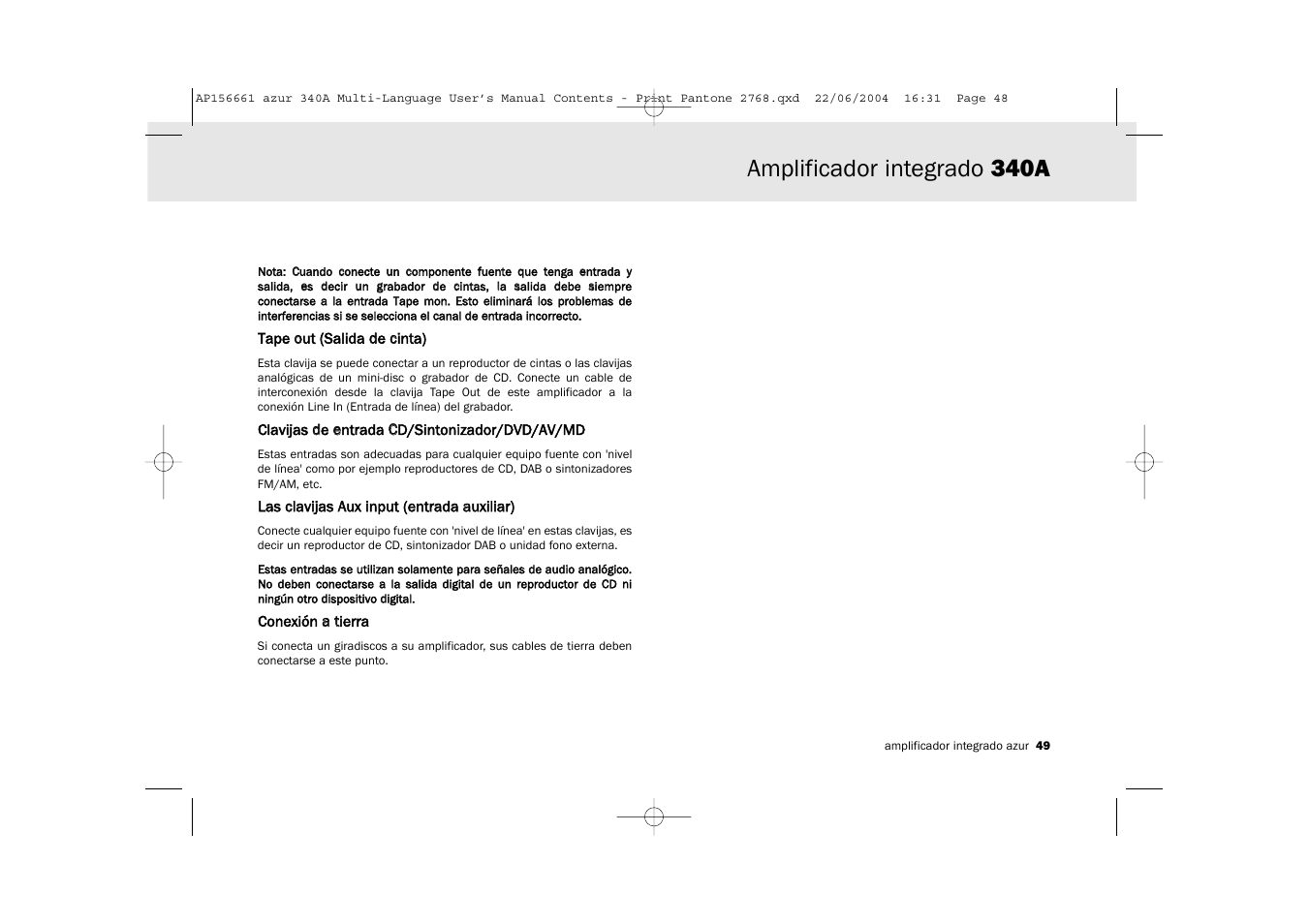 Amplificador integrado 340a | Cambridge Audio Azur 340A User Manual | Page 49 / 114