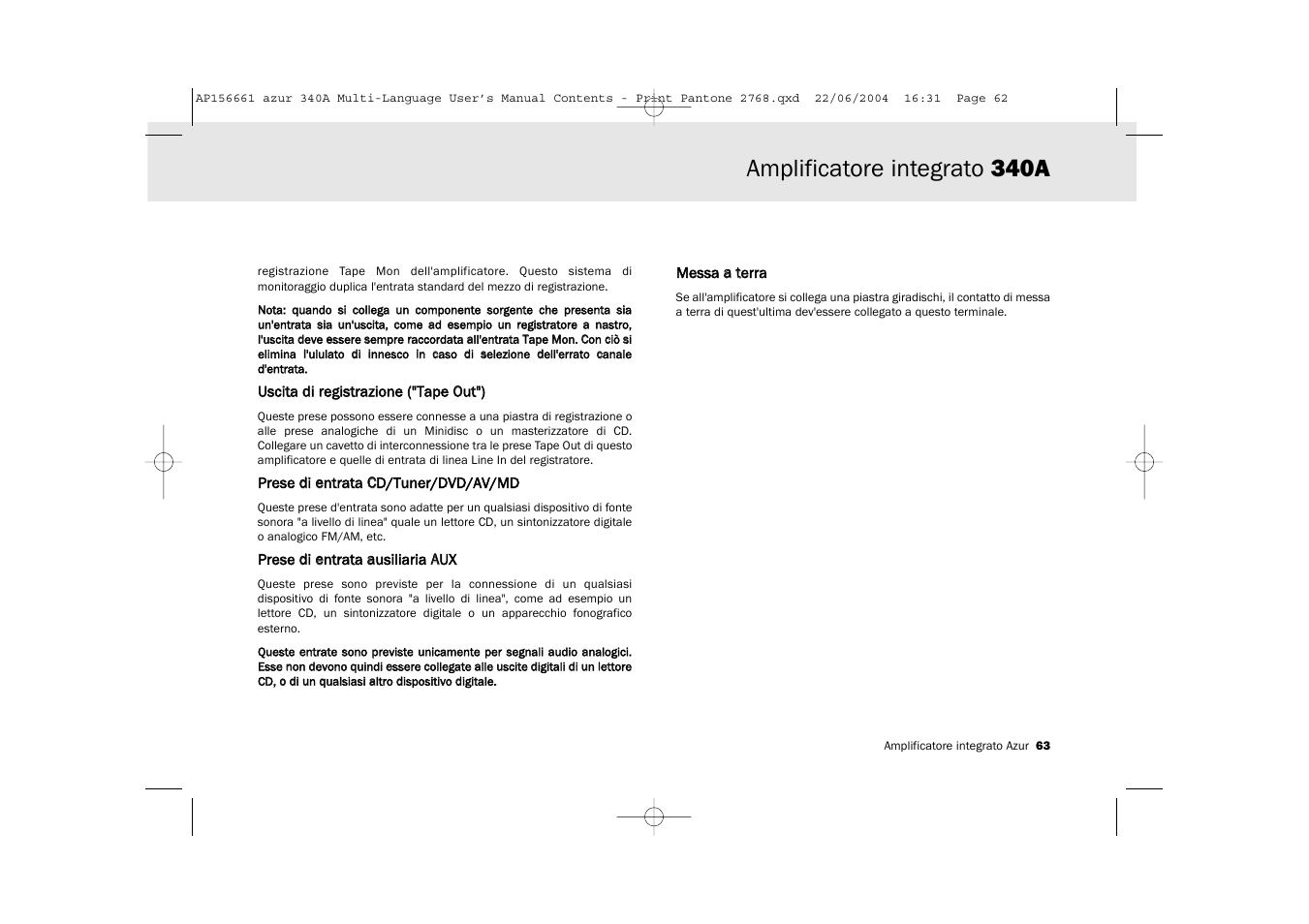 Amplificatore integrato 340a | Cambridge Audio Azur 340A User Manual | Page 63 / 114