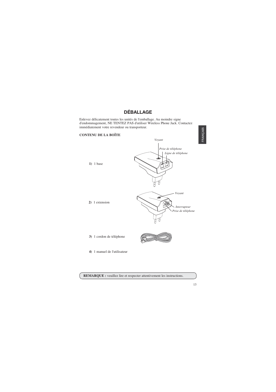 Déballage | AUDIOLINE DECT Air-Line 50 User Manual | Page 13 / 92