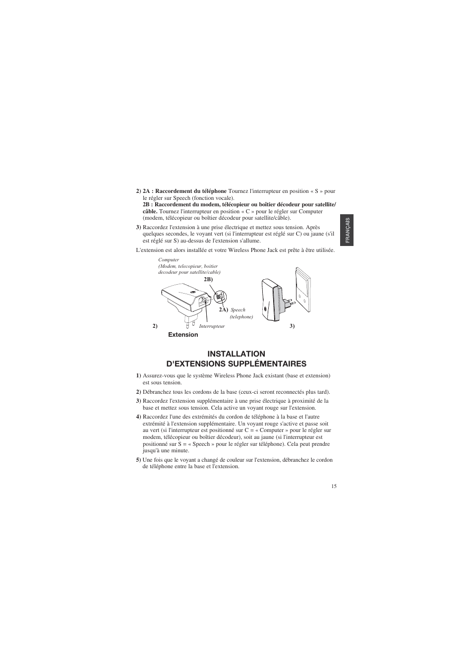 Installation d'extensions supplémentaires | AUDIOLINE DECT Air-Line 50 User Manual | Page 15 / 92