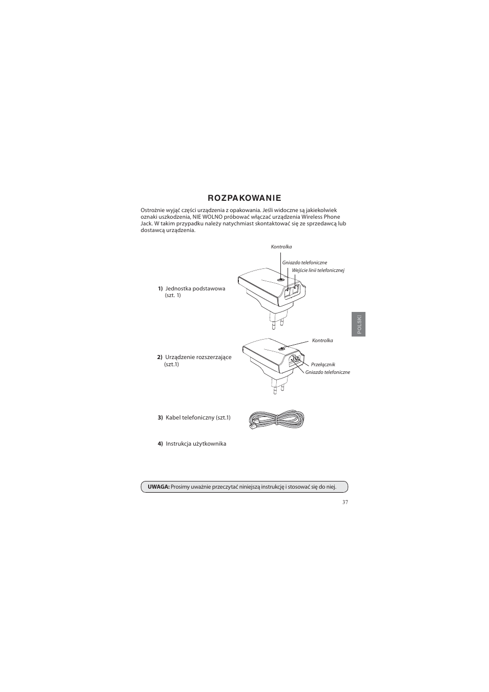 Rozpakowanie | AUDIOLINE DECT Air-Line 50 User Manual | Page 37 / 92