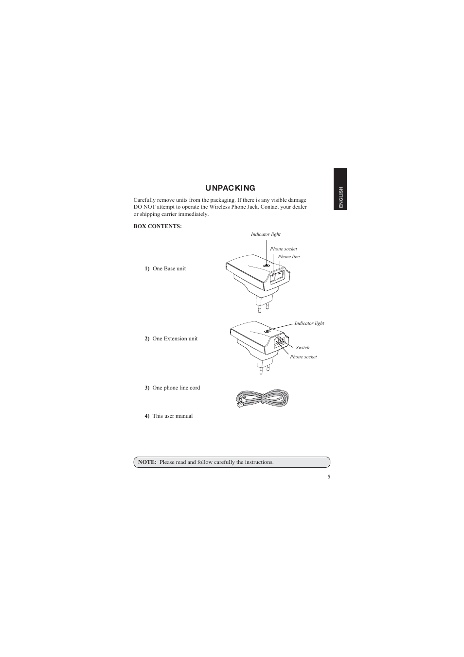 Unpacking | AUDIOLINE DECT Air-Line 50 User Manual | Page 5 / 92