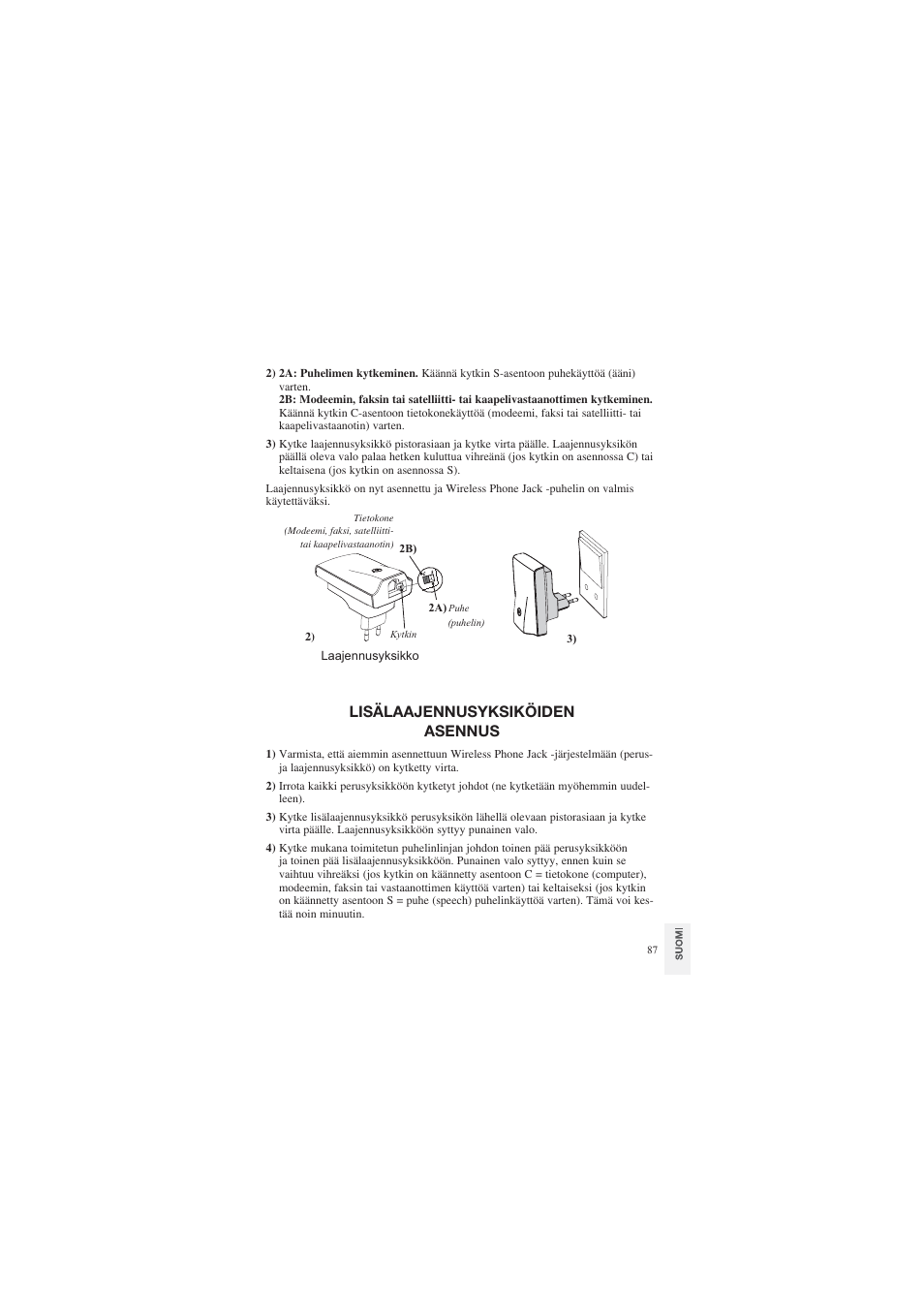Lisälaajennusyksiköiden asennus | AUDIOLINE DECT Air-Line 50 User Manual | Page 87 / 92