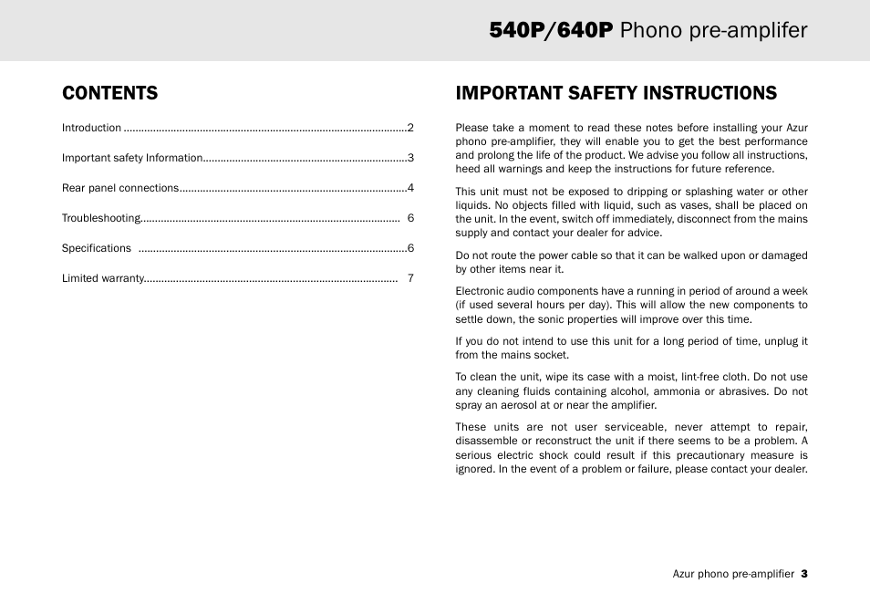 Cambridge Audio Azur 540P User Manual | Page 3 / 8